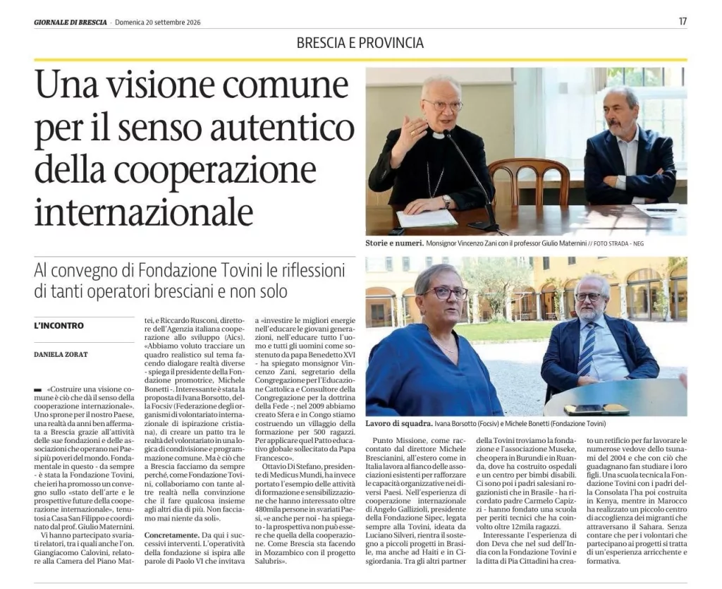 Una visione comune per il senso autentico della cooperazione internazionale